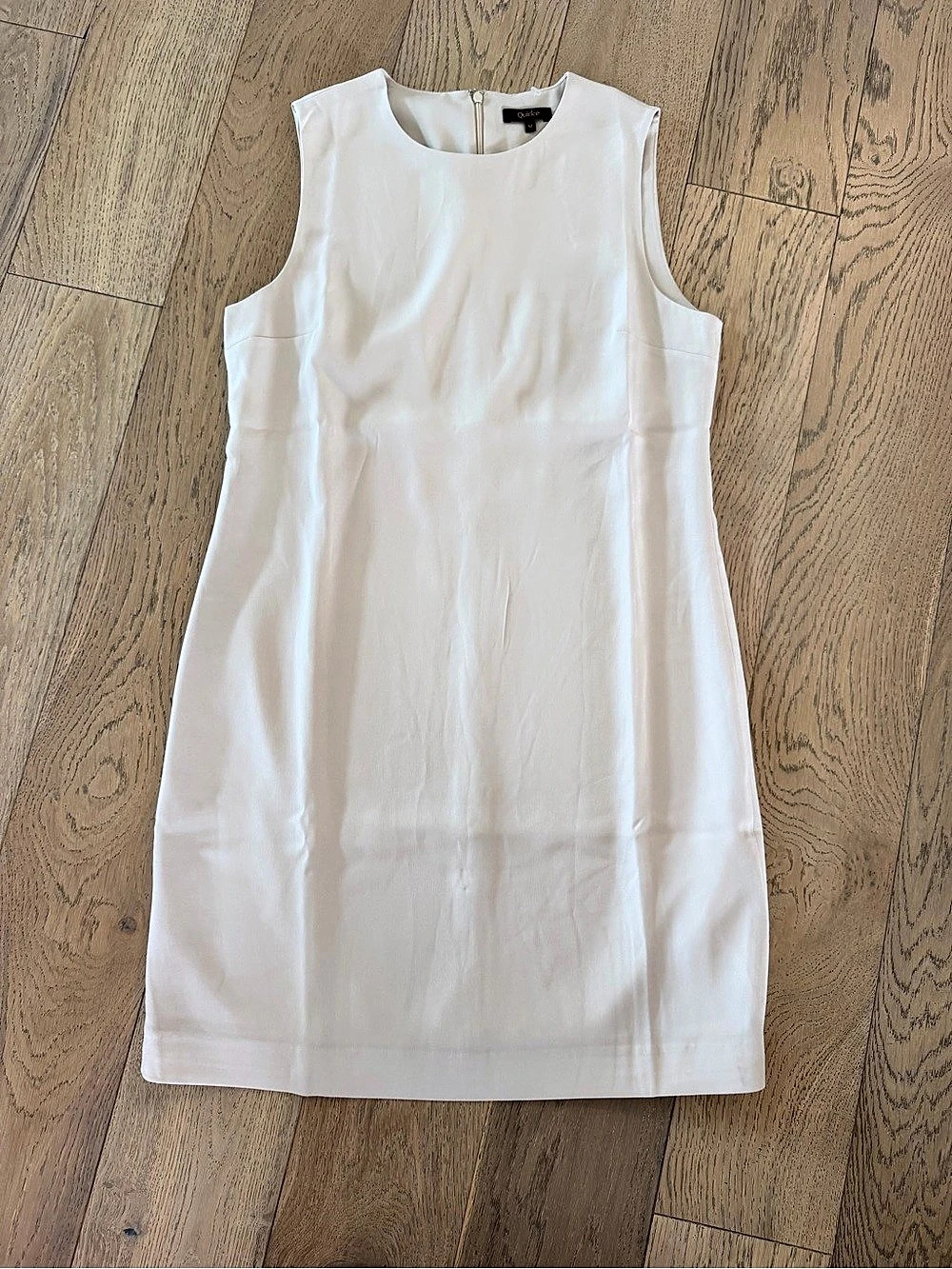 Quince Stretch Crepe Sleeveless Mini Dress Sleeveless Mini Dress in beige Medium
